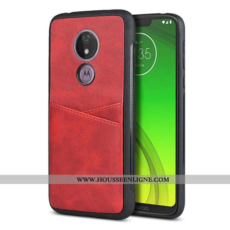 Coque Moto G7 Power Fluide Doux Silicone Carte Téléphone Portable Rouge Protection