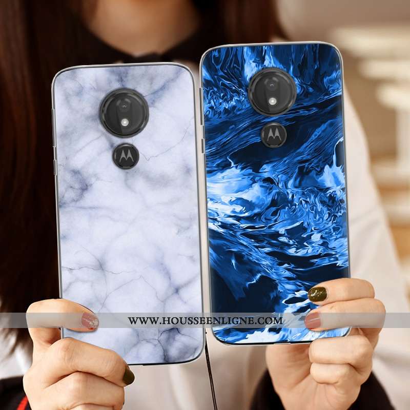 Coque Moto G7 Power Personnalité Créatif Silicone Bleu Téléphone Portable Tendance