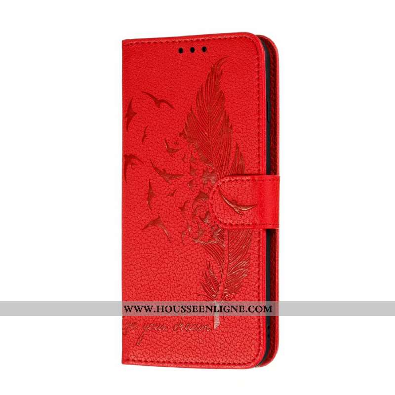 Coque Moto G8 Power Lite Cuir Rouge Téléphone Portable Clamshell Étui Tout Compris