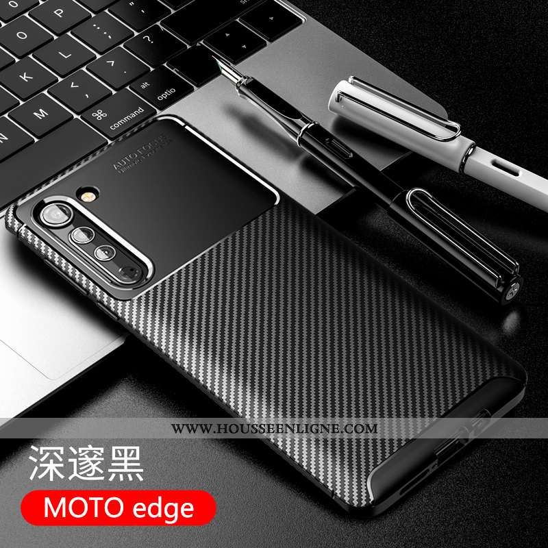 Coque Motorola Edge Fluide Doux Silicone Étui Téléphone Portable Incassable Business Noir