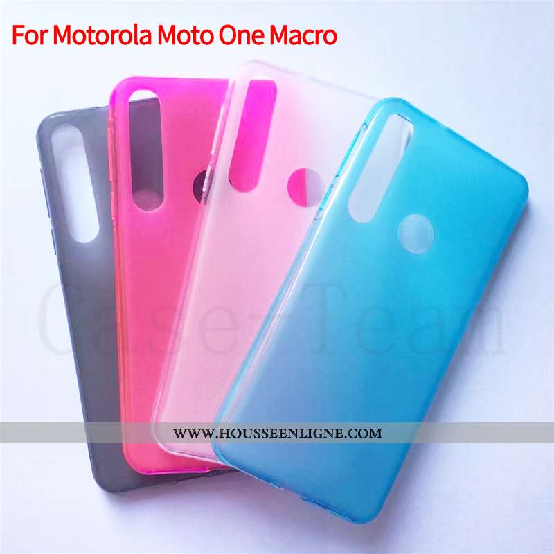 Coque Motorola One Macro Protection Tissu Étui Bleu Téléphone Portable