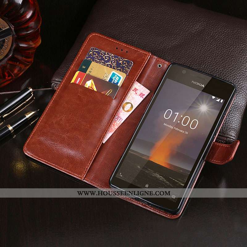 Coque Nokia 1 Plus Portefeuille Cuir 2020 Carte Téléphone Portable Protection Marron