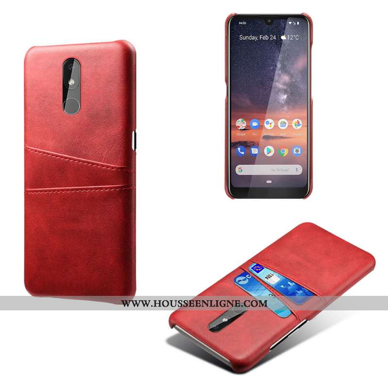 Coque Nokia 3.2 Vintage Cuir Qualité Business Incassable Téléphone Portable Rouge
