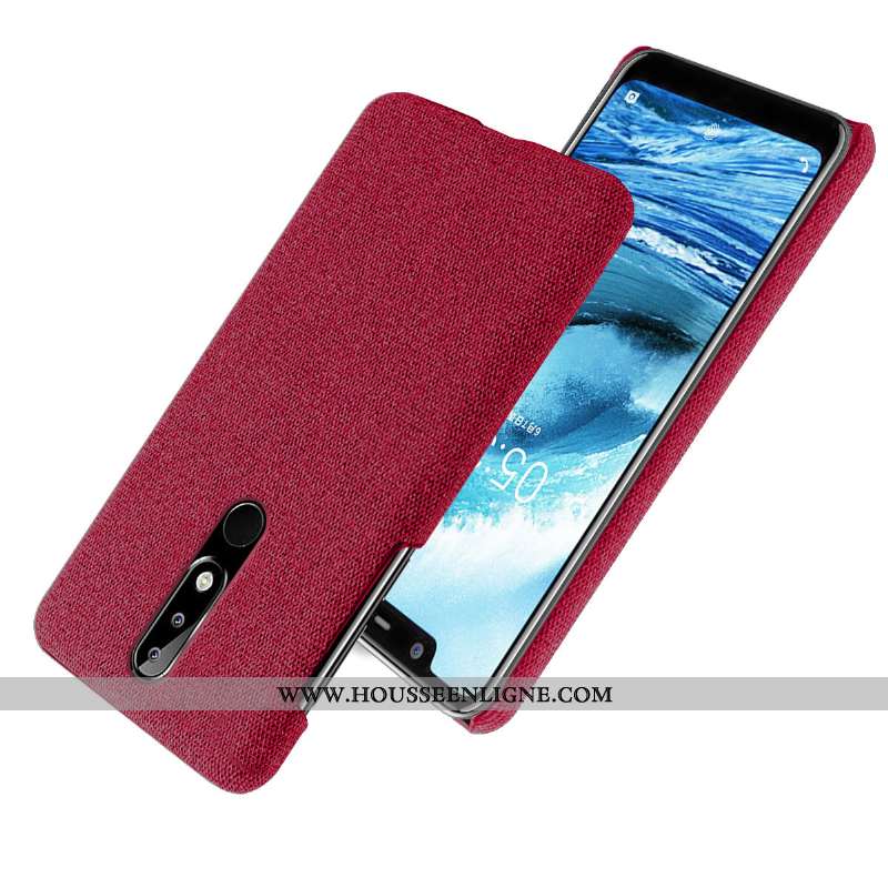 Coque Nokia 5.1 Plus Protection Légère Légères Téléphone Portable Tissu Étui Rouge