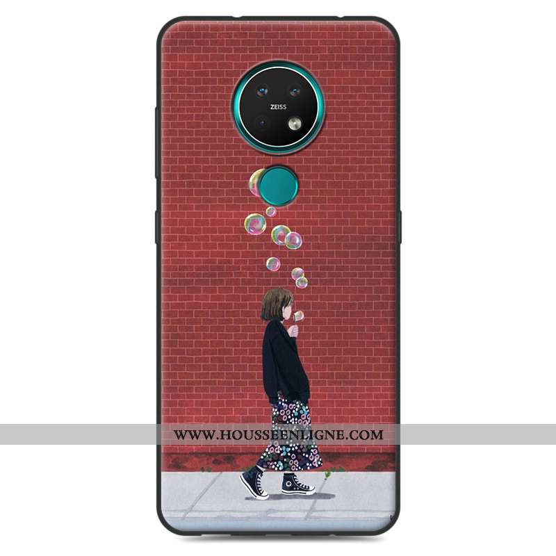 Coque Nokia 7.2 Silicone Étui Rose Art Téléphone Portable Incassable Petit