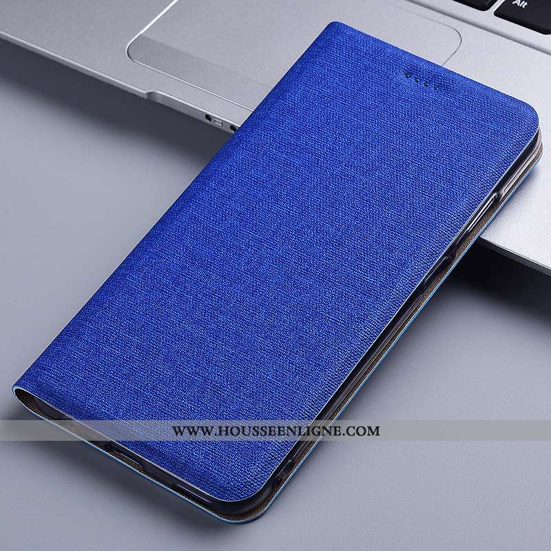 Coque Nokia 7 Plus Protection Cuir Silicone Étui Téléphone Portable Bleu Housse