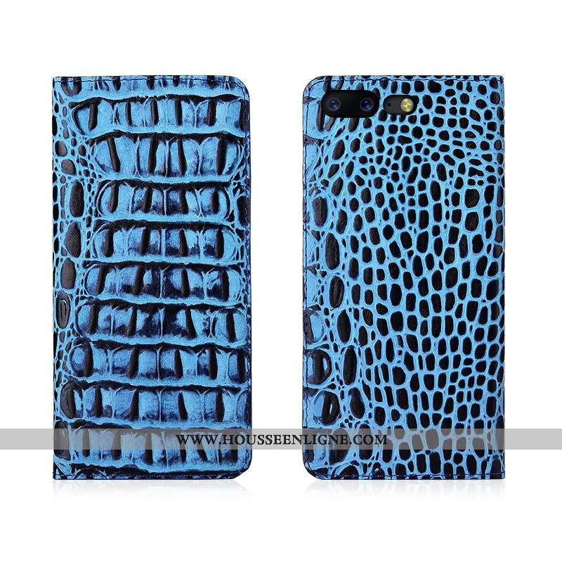 Coque Oneplus 5 Cuir Véritable Cuir Tout Compris Incassable Téléphone Portable Clamshell Bleu