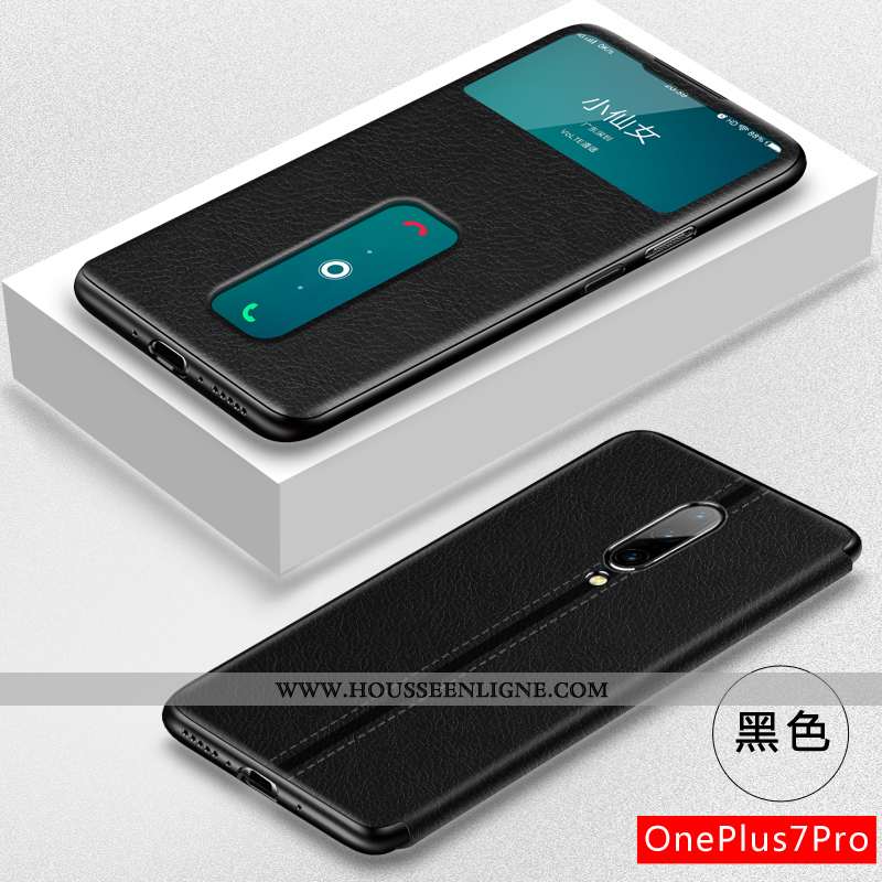 Coque Oneplus 7 Pro Cuir Fluide Doux Téléphone Portable Créatif Protection Personnalité Légère Rouge