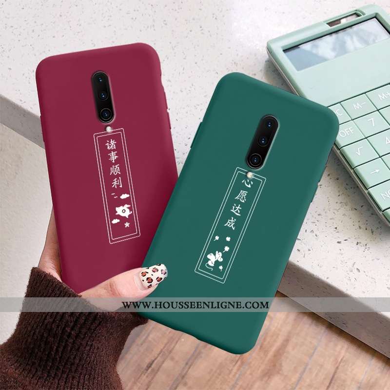 Coque Oneplus 7 Pro Personnalité Ultra Vert Silicone Protection Simple Net Rouge Verte