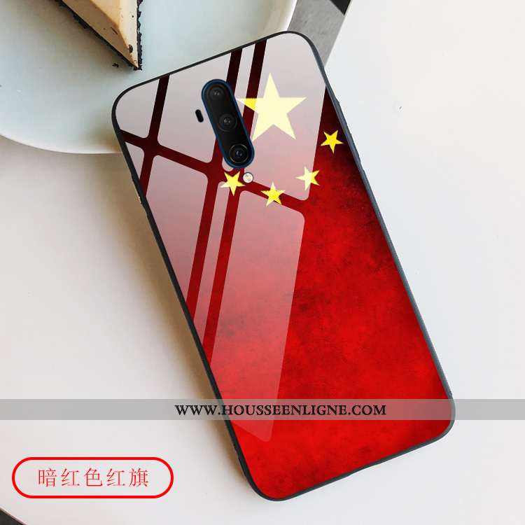 Coque Oneplus 7t Pro Créatif Protection Style Chinois Rouge Téléphone Portable Verre