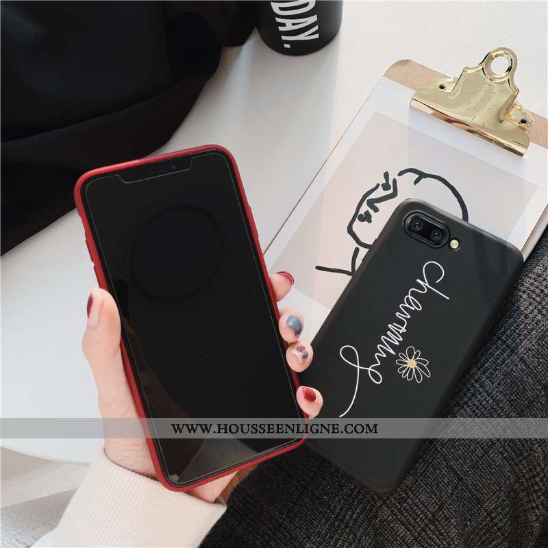 Coque Oppo A5 Silicone Protection Net Rouge Étui Noir Téléphone Portable