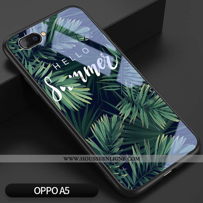 Coque Oppo A5 Silicone Verre Téléphone Portable Net Rouge Frais Personnalité Verte