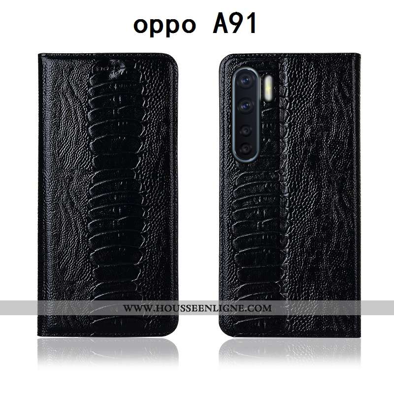 Coque Oppo A91 Fluide Doux Silicone Téléphone Portable Cuir Véritable Jeunesse Cuir Protection Marro