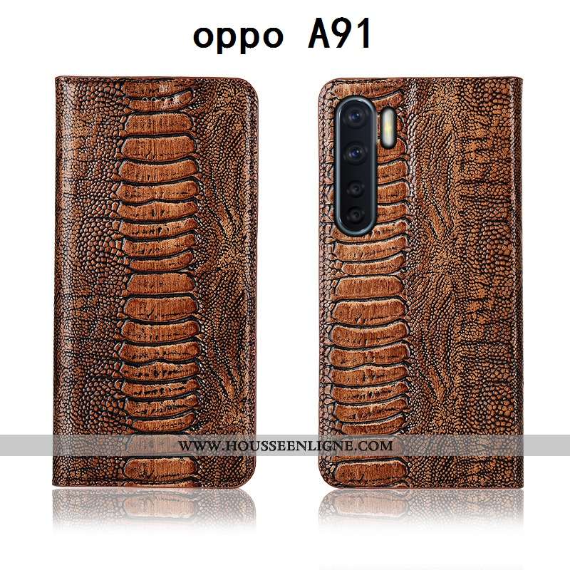 Coque Oppo A91 Fluide Doux Silicone Téléphone Portable Cuir Véritable Jeunesse Cuir Protection Marro