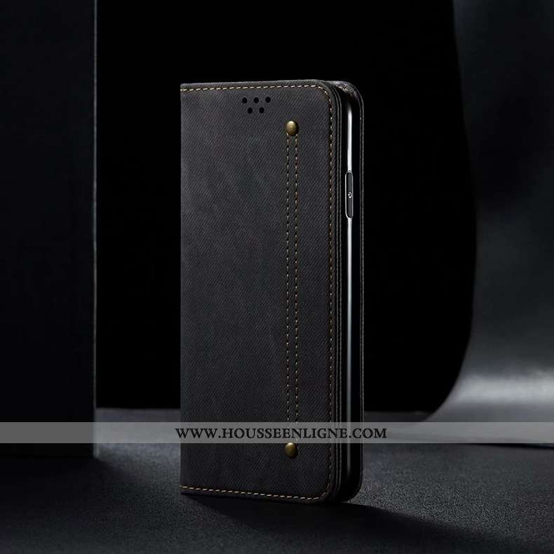 Coque Oppo A91 Personnalité Cuir Étui Protection Silicone Incassable Noir