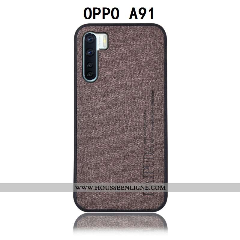 Coque Oppo A91 Protection Cuir Incassable Étui Téléphone Portable Gris