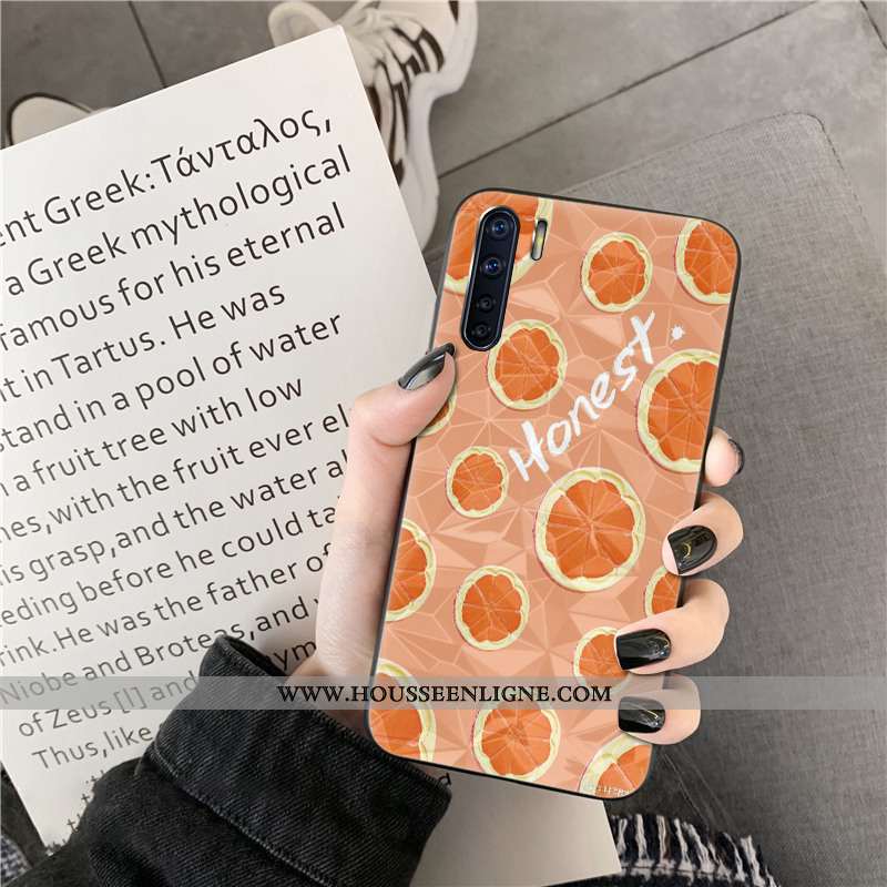 Coque Oppo A91 Protection Modèle Fleurie Orange Étui Fluide Doux Téléphone Portable
