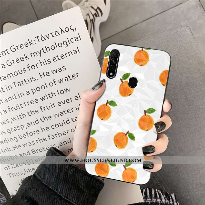 Coque Oppo A91 Protection Modèle Fleurie Orange Étui Fluide Doux Téléphone Portable