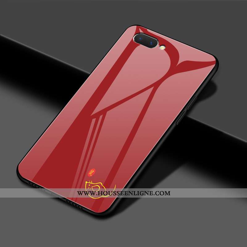 Coque Oppo Ax5 Protection Verre Étui Mode Rat Rouge Miroir Noir