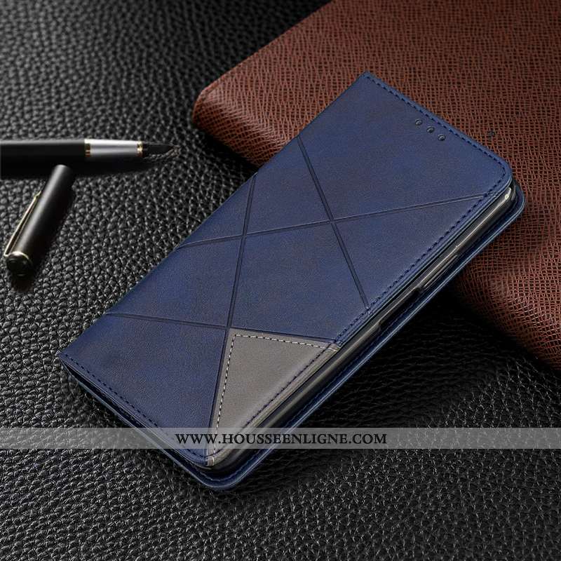 Coque Oppo Find X Protection Créatif Cuir Carte Bleu Téléphone Portable Tout Compris