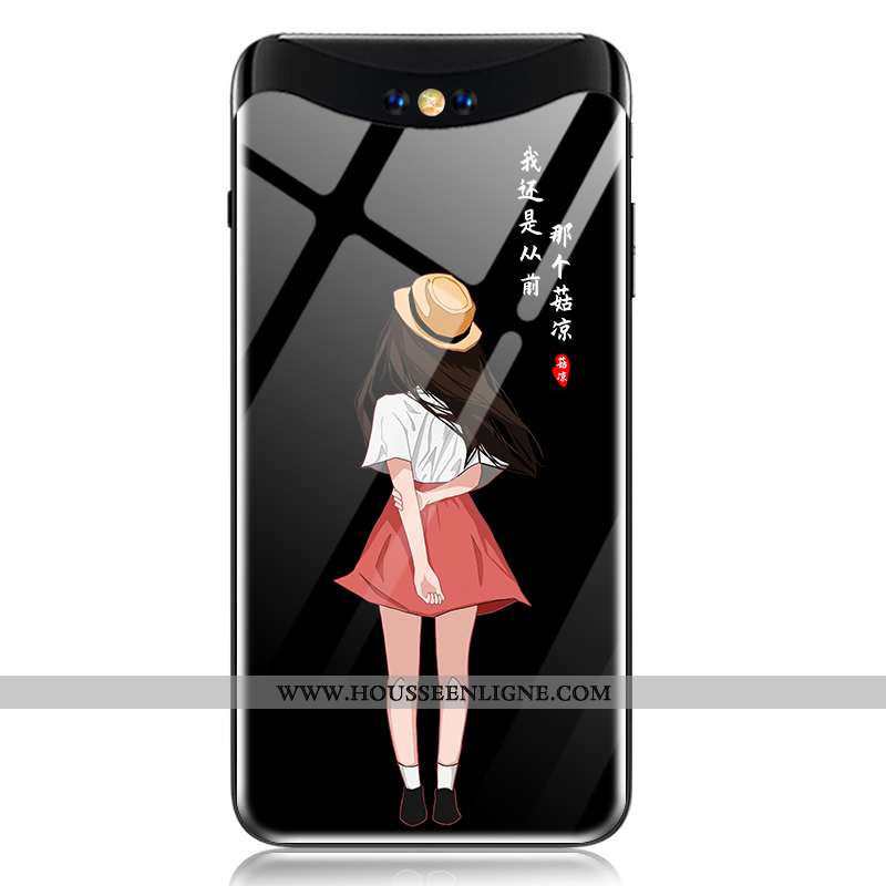 Coque Oppo Find X Verre Fluide Doux Protection Juvénile Téléphone Portable Tout Compris Amoureux Noi