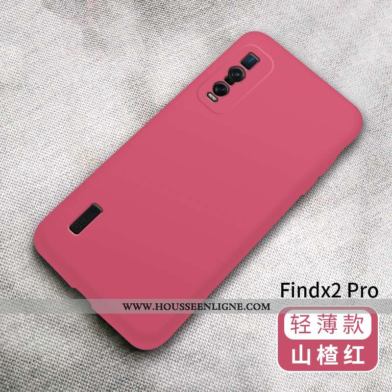 Coque Oppo Find X2 Pro Légère Fluide Doux Délavé En Daim Téléphone Portable Incassable Net Rouge Ver