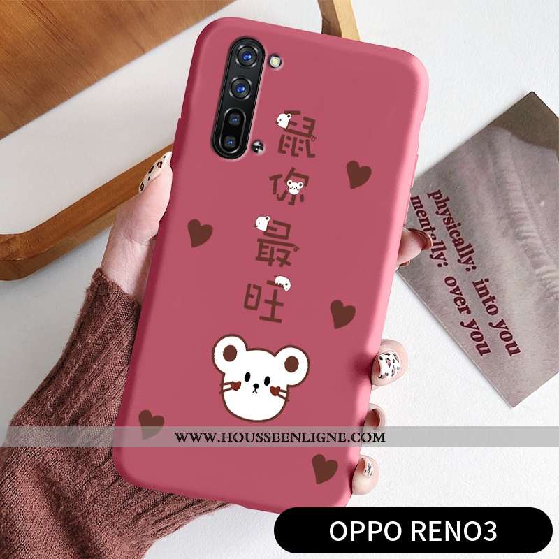 Coque Oppo Reno 3 Charmant Ultra Mode Étui Amoureux Silicone Net Rouge
