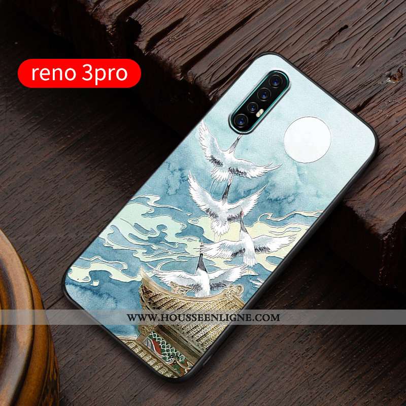 Coque Oppo Reno 3 Pro Créatif Gaufrage Personnalité Incassable Téléphone Portable Ultra Bleu