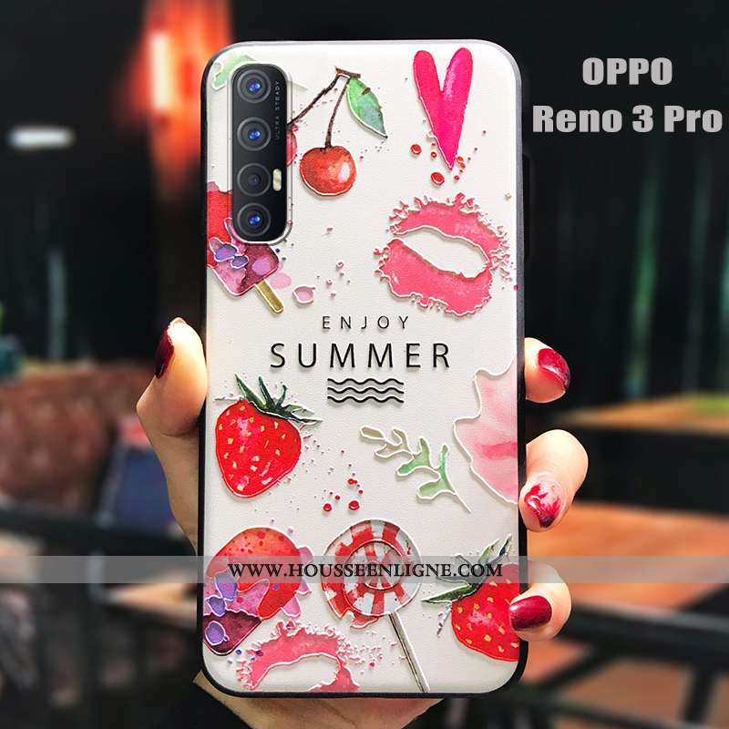 Coque Oppo Reno 3 Pro Silicone Délavé En Daim Fluide Doux Téléphone Portable Personnalité Étui Rouge