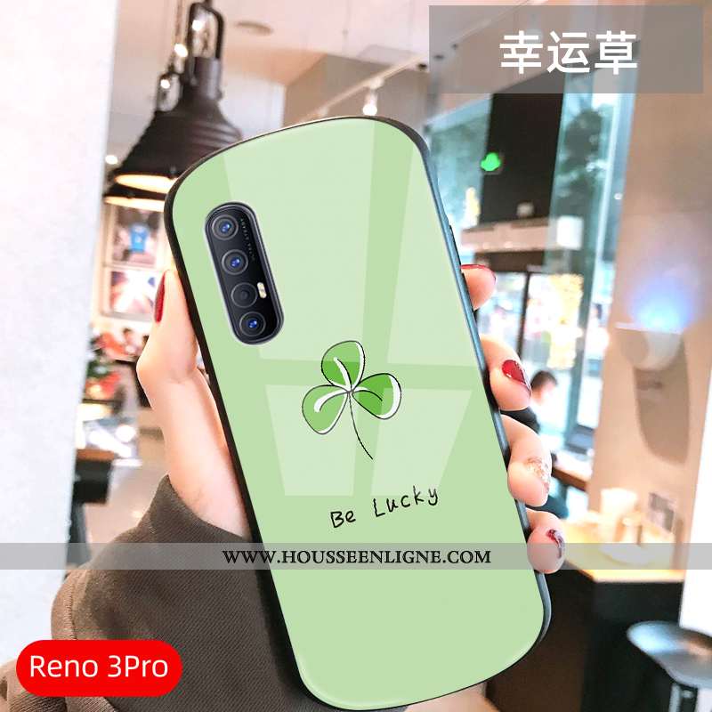 Coque Oppo Reno 3 Pro Verre Ultra Légère Frais Téléphone Portable Amoureux Net Rouge Verte