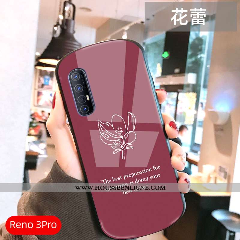 Coque Oppo Reno 3 Pro Verre Ultra Légère Frais Téléphone Portable Amoureux Net Rouge Verte