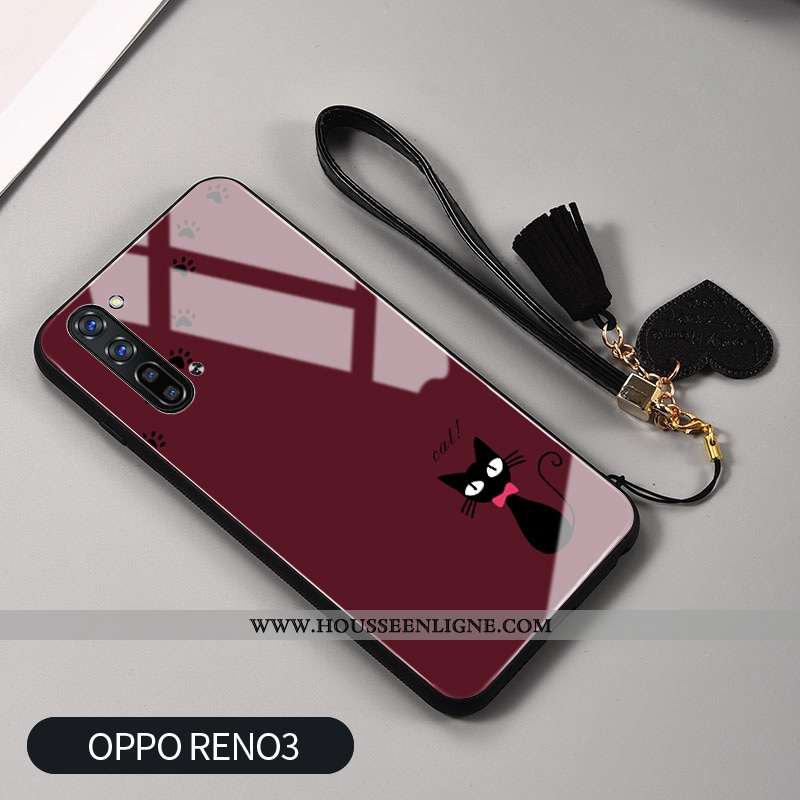 Coque Oppo Reno 3 Protection Verre Créatif Frais Mode Silicone Blanche