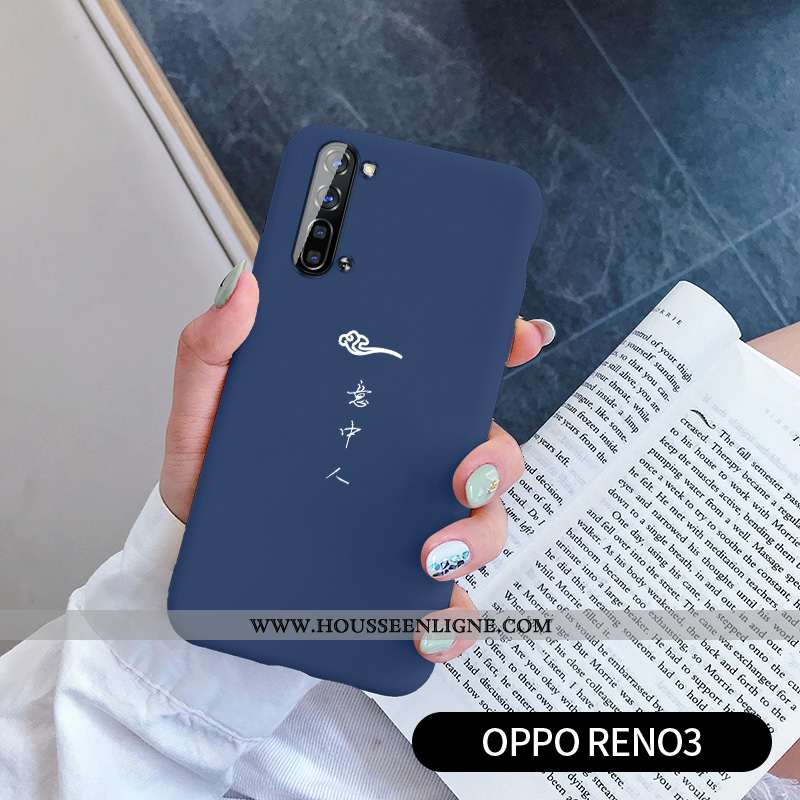 Coque Oppo Reno 3 Tendance Silicone Protection Amoureux Personnalité Incassable Bleu