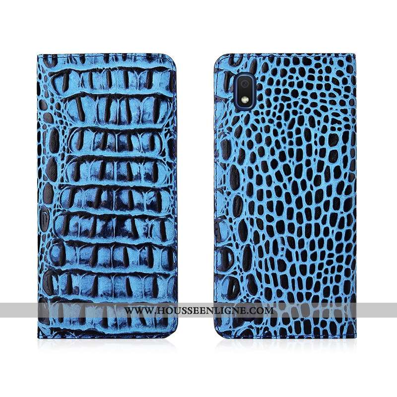 Coque Samsung Galaxy A10 Cuir Fluide Doux Tout Compris Étui Nouveau Protection Bleu