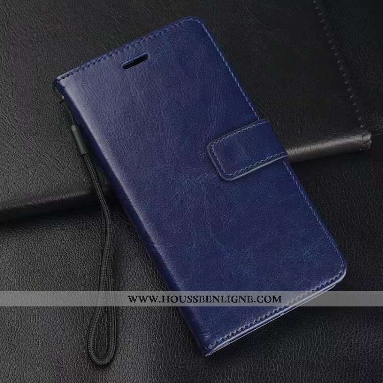Coque Samsung Galaxy A10s Cuir Véritable Portefeuille Téléphone Portable Membrane Bleu Ornements Sus