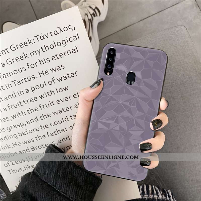 Coque Samsung Galaxy A20s Personnalité Fluide Doux Violet Téléphone Portable Net Rouge Couleur Unie 