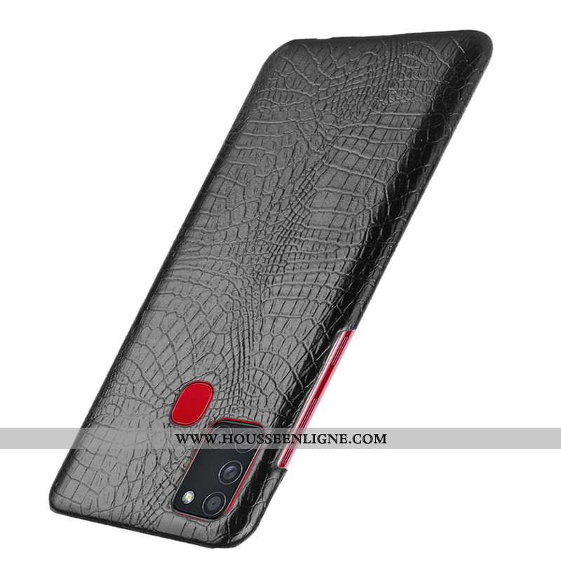 Coque Samsung Galaxy A21s Cuir Modèle Fleurie Noir Protection Téléphone Portable Étui