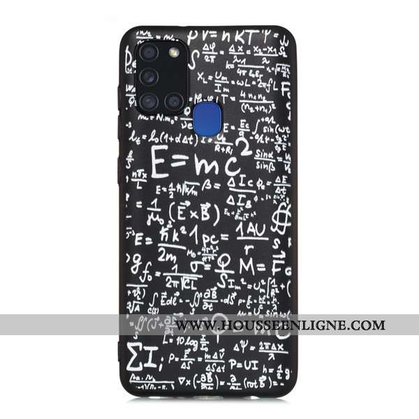 Coque Samsung Galaxy A21s Délavé En Daim Dessin Animé Téléphone Portable Tout Compris Étui Noir
