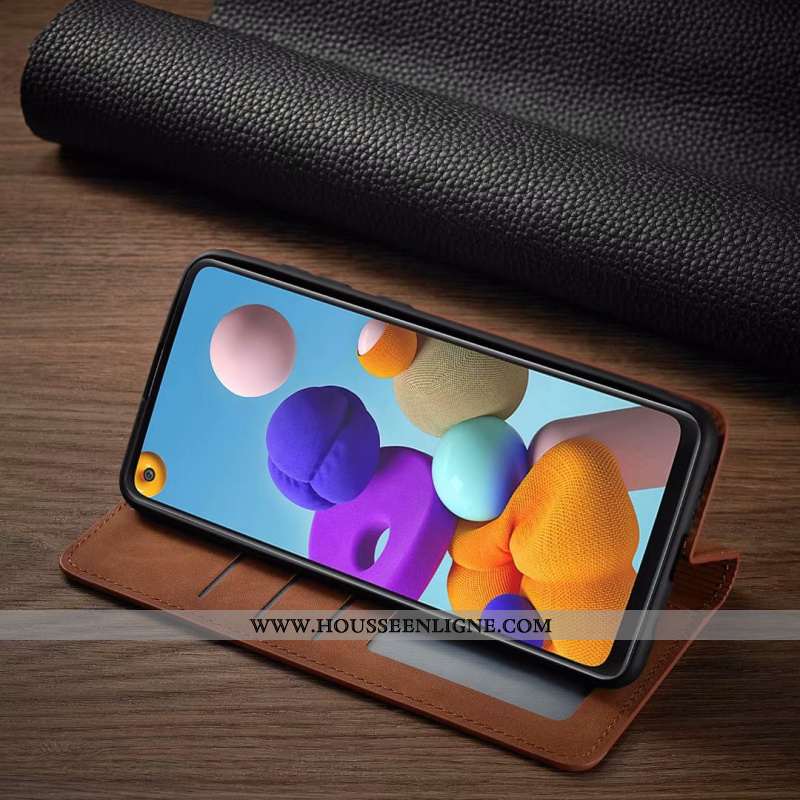 Coque Samsung Galaxy A21s Tendance Cuir Étui Business Tout Compris Incassable Téléphone Portable Mar