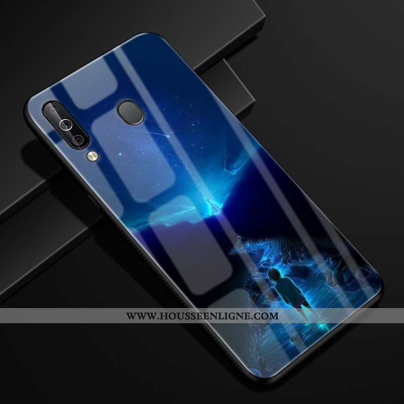 Coque Samsung Galaxy A40s Créatif Protection Verre Incassable Bleu Marin Ciel Étoilé Bleu Foncé