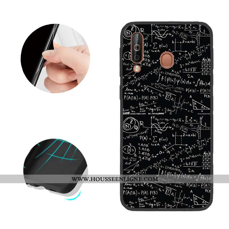 Coque Samsung Galaxy A40s Modèle Fleurie Noir Étui Téléphone Portable Étoile