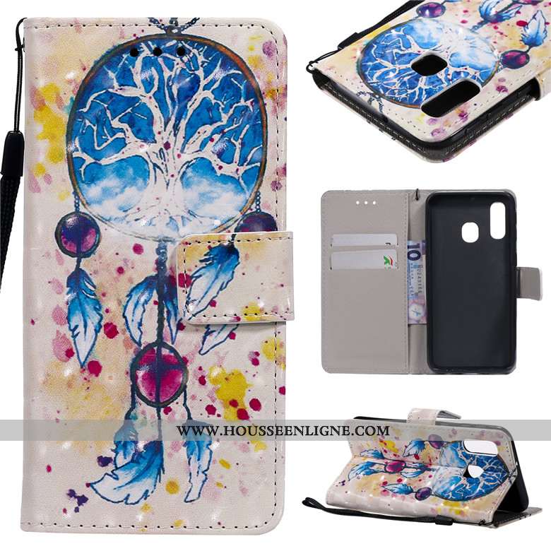 Coque Samsung Galaxy A40s Protection Dessin Animé Étui Téléphone Portable Peinture Étoile Violet