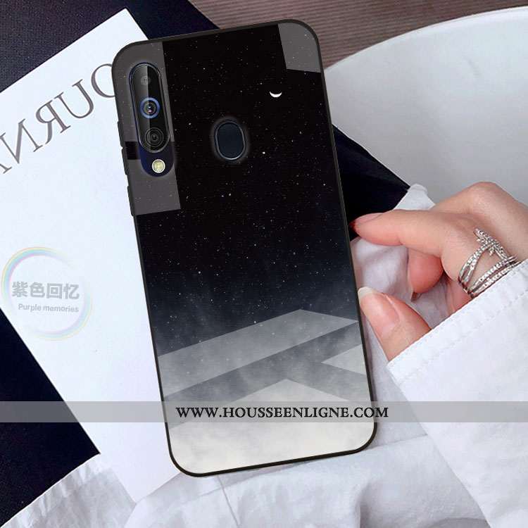 Coque Samsung Galaxy A40s Verre Créatif Étui Miroir Protection Téléphone Portable Étoile Noir