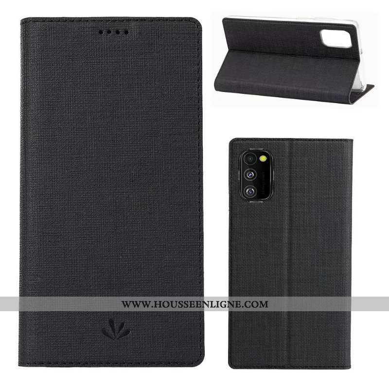 Coque Samsung Galaxy A41 Protection Cuir Incassable Tissu Modèle Fleurie Téléphone Portable Gris