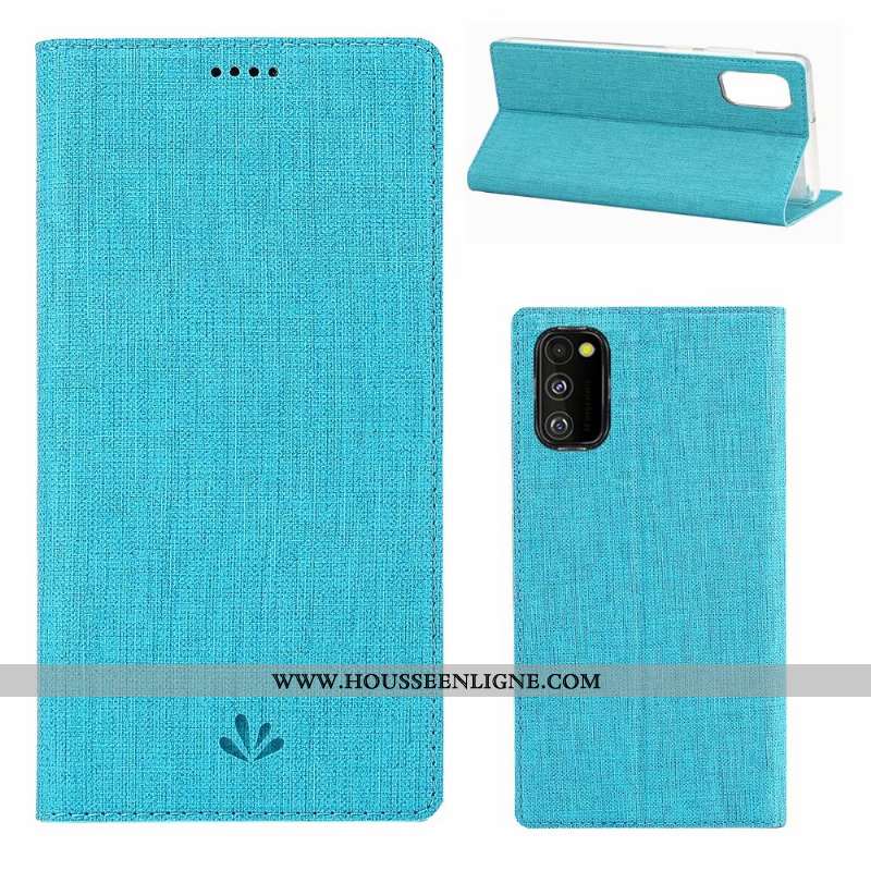Coque Samsung Galaxy A41 Protection Cuir Incassable Tissu Modèle Fleurie Téléphone Portable Gris