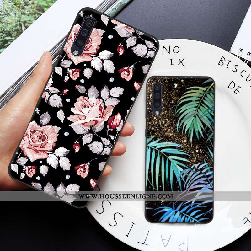 Coque Samsung Galaxy A50 Fluide Doux Silicone Étoile Créatif Protection Incassable Personnalité Gris