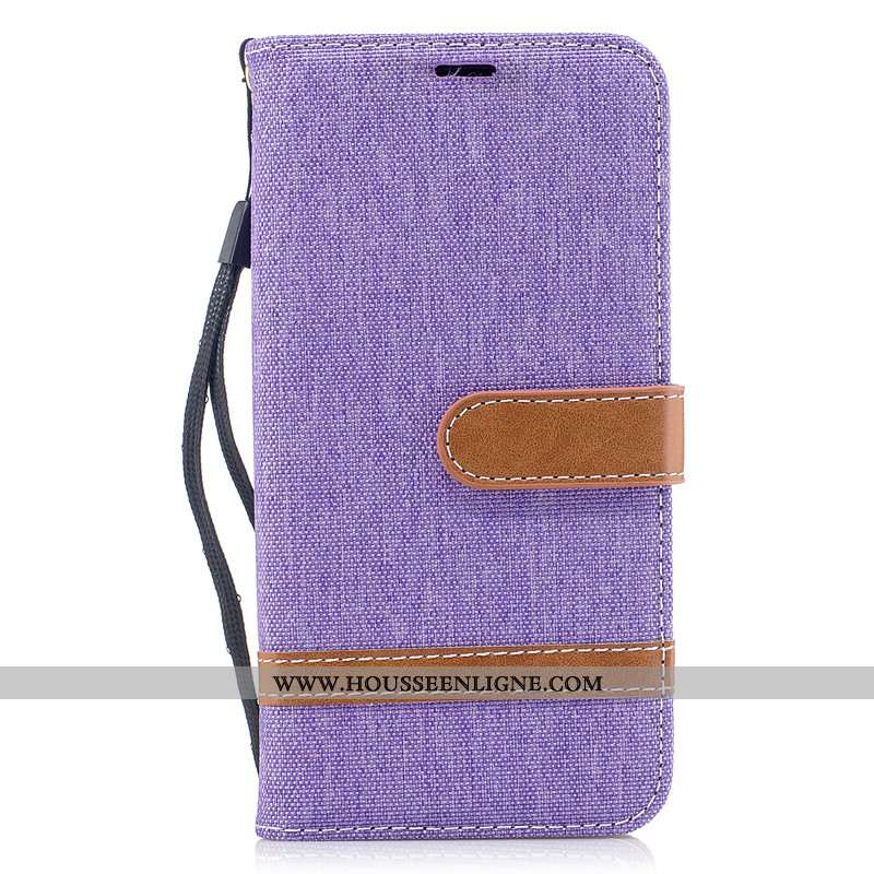 Coque Samsung Galaxy A50 Portefeuille Tendance Housse Téléphone Portable Étui En Denim Violet
