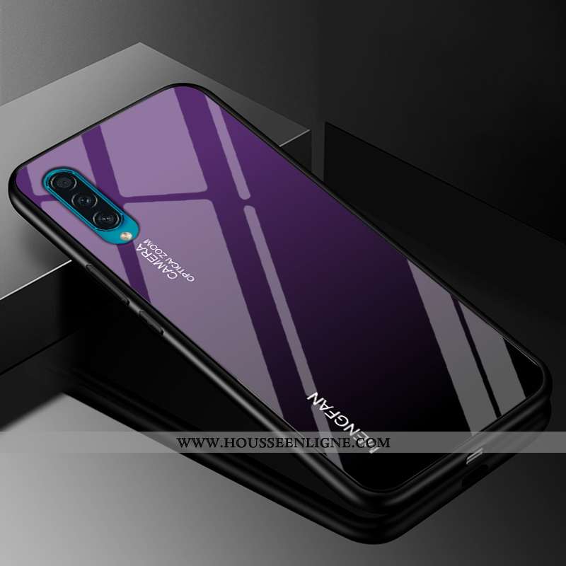 Coque Samsung Galaxy A50s Verre Personnalité Téléphone Portable Rose Dégradé De Couleur Simple Coule