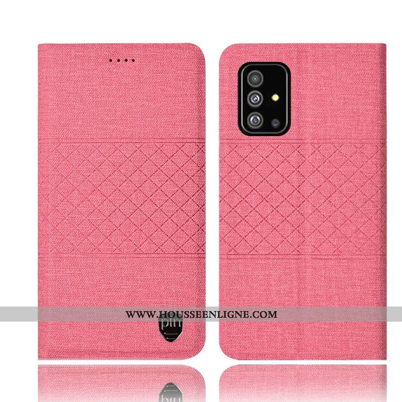 Coque Samsung Galaxy A51 Cuir Protection Housse Étui Téléphone Portable Étoile Rose