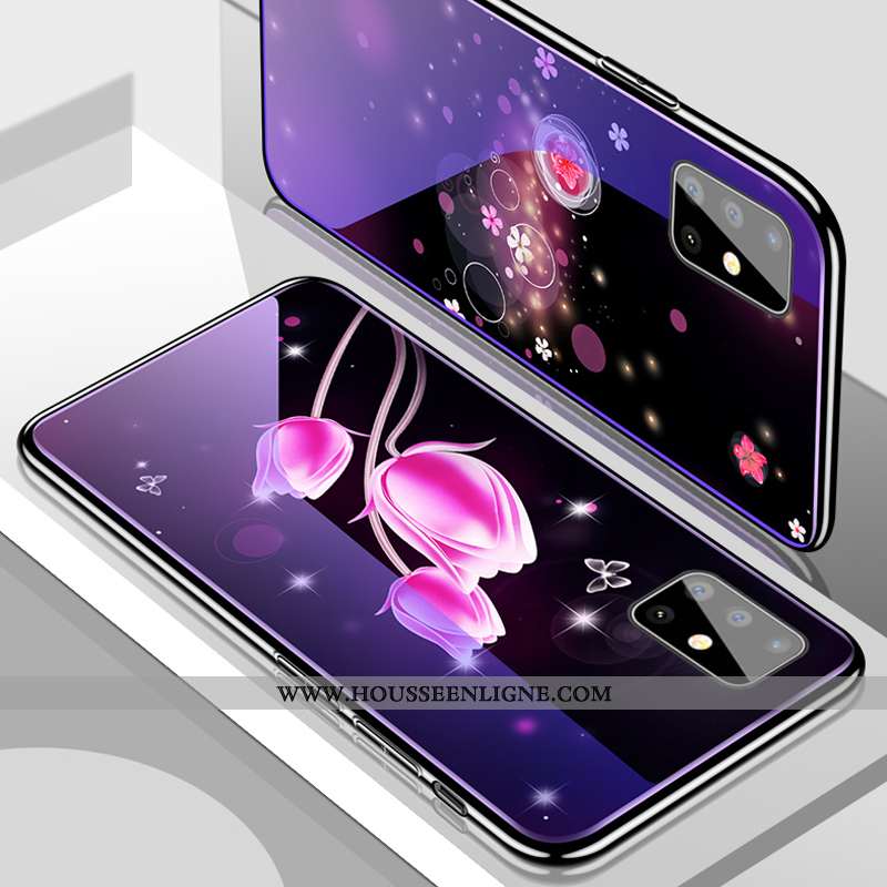 Coque Samsung Galaxy A51 Fluide Doux Protection Téléphone Portable Violet Verre Luxe Tendance
